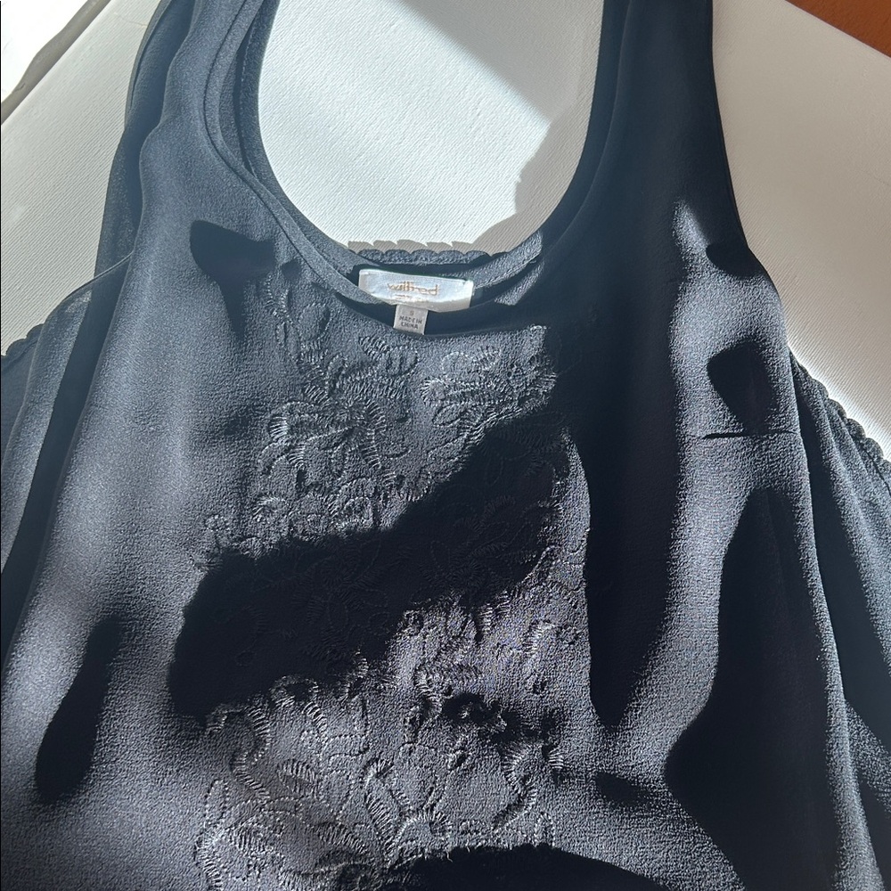 Wilfred Aritzia Long Black Sheer Silk Tank Top - Picture 8 of 13